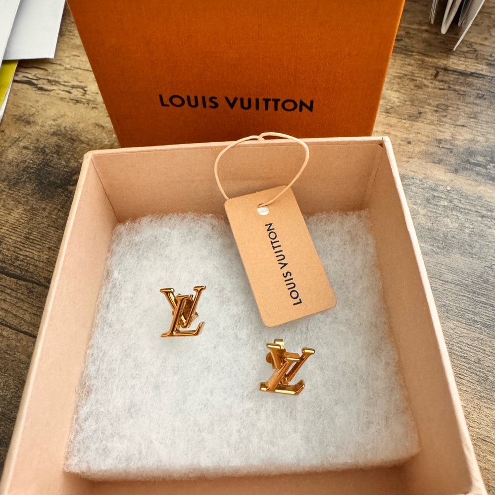 Louis Vuitton Gold Logo Earrings